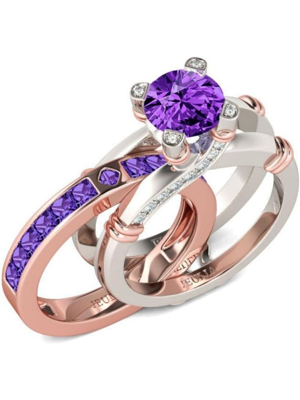 Stunning CZ Diamond Band Ring Set for Women - Sterling Silver Wedding